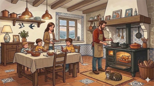 Wood cook stoves continue to play an important role in many homes across Portugal, particularly in rural areas and traditional houses. In many older homes, the kitchen historically served as the central gathering space of the house, and the wood cook stove was often the primary appliance used for both heating and cooking. Modern cook stoves preserve this tradition while offering improved combustion efficiency and more controlled heat output. These appliances are often installed in kitchens or open-plan living areas where cooking activity naturally contributes to warming the surrounding space. For homeowners who appreciate traditional cooking methods and the atmosphere created by a real wood fire, wood cook stoves offer a distinctive and practical heating solution. In many rural properties and country houses, wood cook stoves remain a practical everyday appliance, particularly during the colder months. The heat produced while cooking naturally warms the kitchen and nearby rooms, creating a comfortable living environment without the need for a separate heating system. This combination of cooking and heating makes wood cook stoves especially well suited to homes where the kitchen is used frequently throughout the day. While preparing meals, the appliance simultaneously provides gentle and continuous heat to the surrounding space. Because firewood is widely available in many regions of Portugal and wood cook stoves operate without electricity in most cases, they also provide a reliable solution for homeowners seeking a simple and independent way to cook and heat their homes.