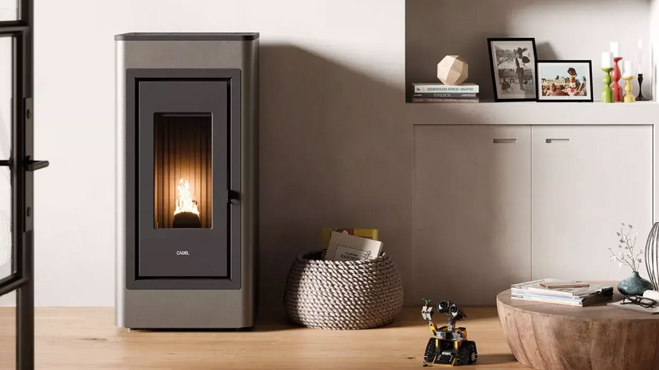Pellet stove installed in a living room in Portugal