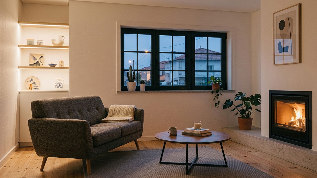 Small Portuguese house with a compact heating system for winter comfort